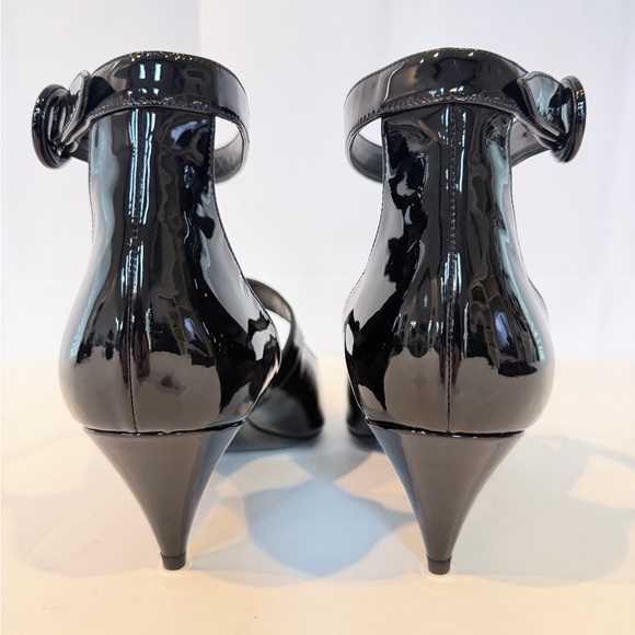 Black Patent Leather Ankle Strap Heels - Picture 7 of 10